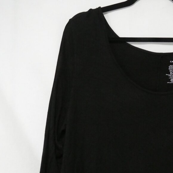 GEORGE | 1X | Classic Black Long Sleeve Top | Scoop Neck | Lace Bottom Trim - Picture 3 of 16